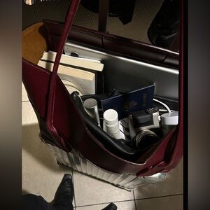 Bottega Veneta Burgundy and Black Shoulder Bag